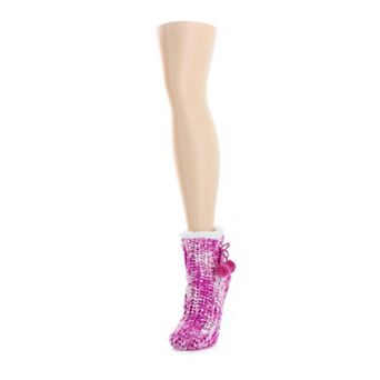 Glitzy Pom Sherpa-Lined Non-Skid Lounge Sock
