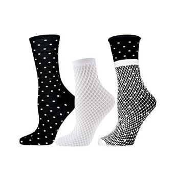 Three-in-one Mix & Match Crew And Fishnet Socks