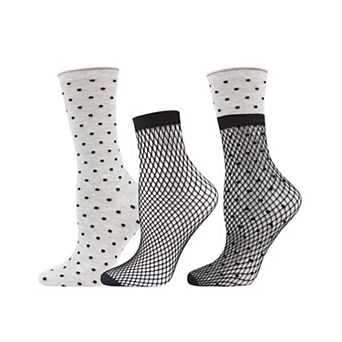 Three-in-one Mix & Match Crew And Fishnet Socks