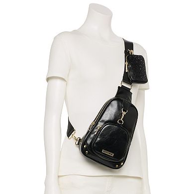 madden girl Sling Bag with Adjustable Strap & Zip Closure