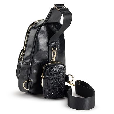 madden girl Sling Bag with Adjustable Strap & Zip Closure