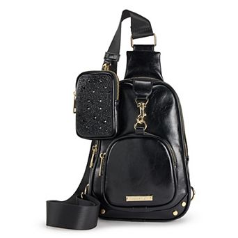 madden girl Sling Bag with Adjustable Strap & Zip Closure