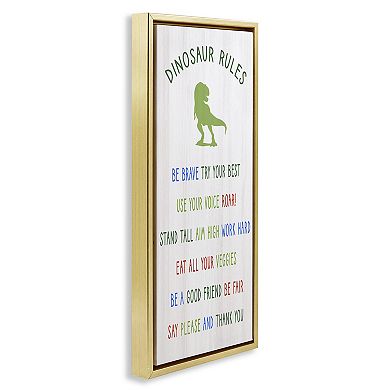 Stupell Home Decor Dinosaur Rules Framed Floating Canvas Wall Art