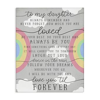 Stupell Home Decor To My Daughter You Are Loved Rainbow Quote Canvas Wall Art