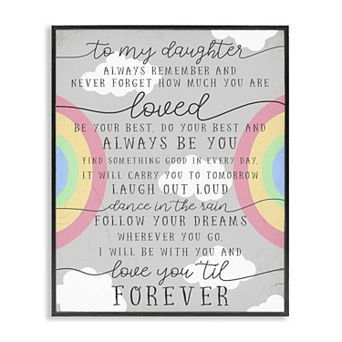 Stupell Home Decor To My Daughter You Are Loved Rainbow Quote Framed Giclee Wall Art