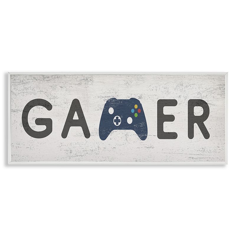 Stupell Home Decor Gamer Typography Wall Art, White Framed
