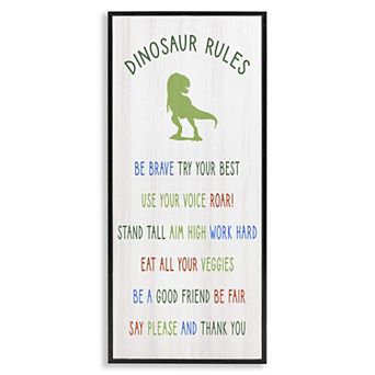 Stupell Home Decor Dinosaur Rules Framed Gilcee Wall Art