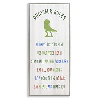 Stupell Home Decor Dinosaur Rules Framed Gilcee Wall Art