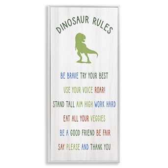 Stupell Home Decor Dinosaur Rules Framed Gilcee Wall Art