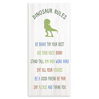 Stupell Home Decor Dinosaur Rules Plaque Wall Art