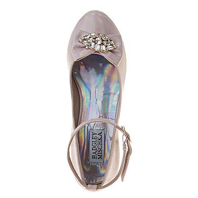 Badgley Mischka Slingback Bow Accent Girls Low Heeled Dress Pumps