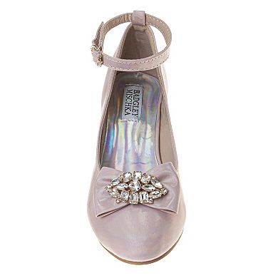 Badgley Mischka Slingback Bow Accent Girls Low Heeled Dress Pumps