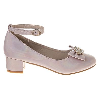 Badgley Mischka Slingback Bow Accent Girls Low Heeled Dress Pumps