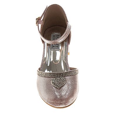 Badgley Mischka Embellished Heart Accent Girls Low Heeled Dress Shoes