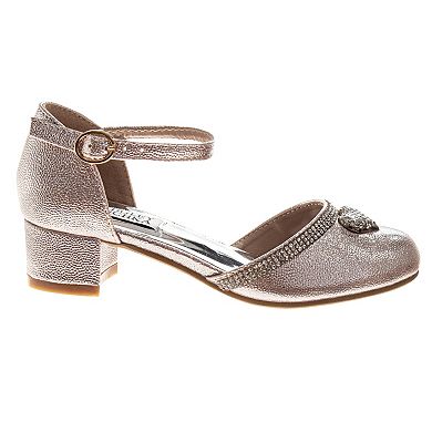 Badgley Mischka Embellished Heart Accent Girls Low Heeled Dress Shoes