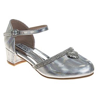 Badgley Mischka Embellished Heart Accent Girls Low Heeled Dress Shoes