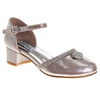 Badgley Mischka Embellished Heart Accent Girls Low Heeled Dress Shoes