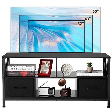 TV Stand for 50 inch Television, Entertainment Center with 2 Fabric Drawers
