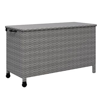 Outdoor Storage Box, 120 Gallon Large Patio Deck Box, Waterproof Wicker Rattan Storage Box, Grey