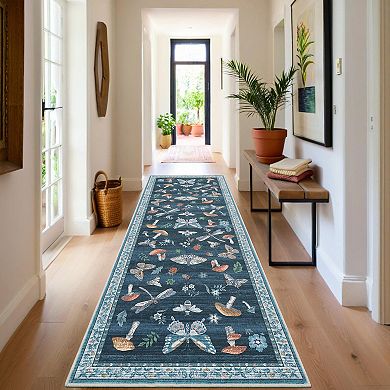 Garvee Modern Grass and Warblers Pattern Area Rug Machine Washable Carpet for Home