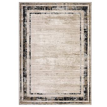 Garvee Modern Mottled Border Printed Area RugWashable Stain Resistant Carpet for Living room Kitchen