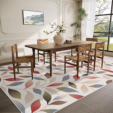 Garvee Washable Modern Leaf Pattern Area Rug StainResistant Carpet for Bedroom Kitchen