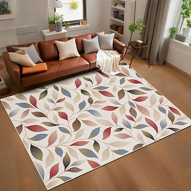 Garvee Washable Modern Leaf Pattern Area Rug StainResistant Carpet for Bedroom Kitchen