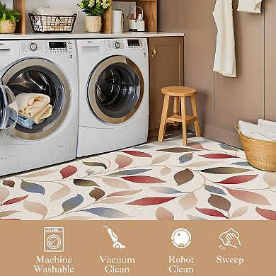 Garvee Washable Modern Leaf Pattern Area Rug StainResistant Carpet for Bedroom Kitchen