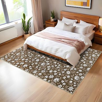 Garvee Machine Washable Modern Floral Printed Area Rug for Home Decor