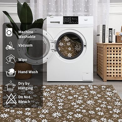 Garvee Machine Washable Modern Floral Printed Area Rug for Home Decor
