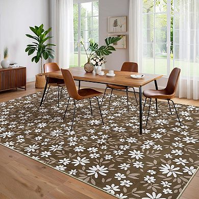 Garvee Machine Washable Modern Floral Printed Area Rug for Home Decor