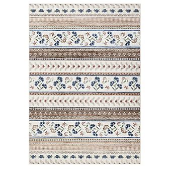 Garvee Modern Striped Area Rug with Blossoming Flowers Perfect for Living room Kitchen