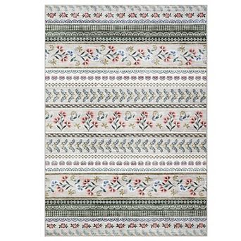 Garvee Modern Striped Area Rug with Blossoming Flowers Perfect for Living room Kitchen