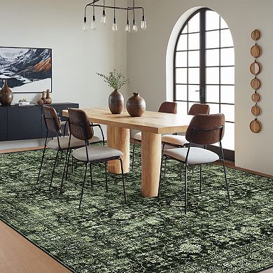 Garvee Vintage Floral Area Rug Machine Washable Non Slip Stain Resistant Carpet for Living Room