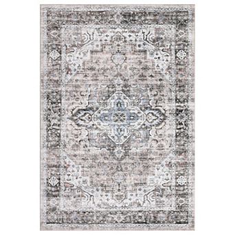 Garvee Machine Washable Vintage Distressed Floral Printed Area Rug for Living Room