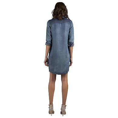 Women's SP Tencel Chambray Two-Toned Long Sleeve Shirt Dress