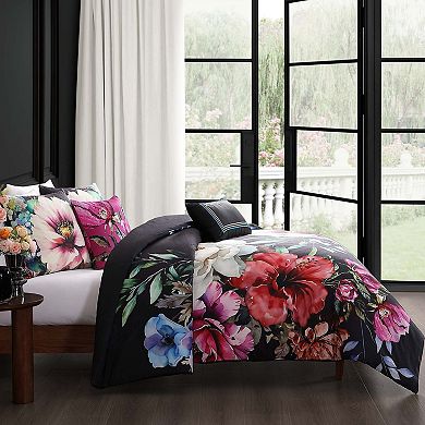 Bebejan Black Night Poppies 100% Cotton Sateen 5 Piece Reversible Comforter Set