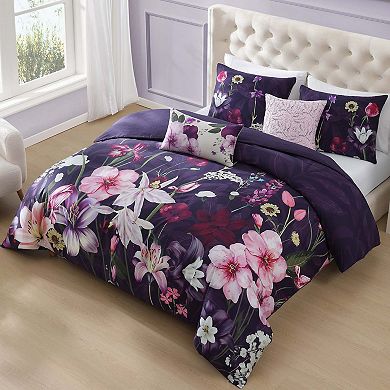 Bebejan Morning Glory 100% Cotton Sateen 5 Piece Reversible Comforter Set