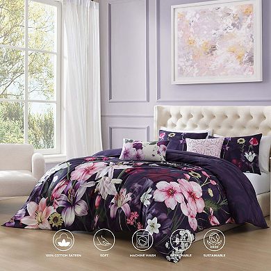Bebejan Morning Glory 100% Cotton Sateen 5 Piece Reversible Comforter Set