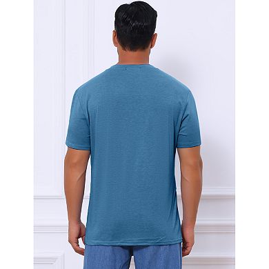 Men's Henley T-Shirts Casual Summer Short Sleeves Button Basic Tee
