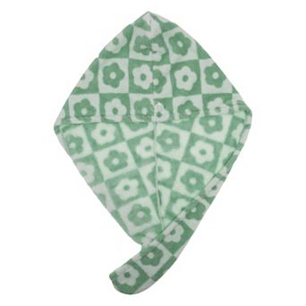 1 pc Women Soft Checkered Flowers Hair Towel for Bathroom Vacation Travel