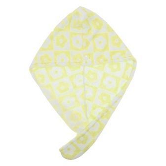 1 pc Women Soft Checkered Flowers Hair Towel for Bathroom Vacation Travel