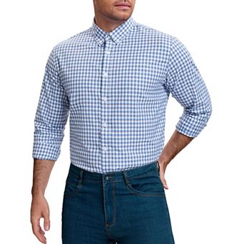 Men's Plaid Long Sleeved Button Down Checked Dress Shirts