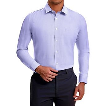 Men's Plaid Long Sleeved Button Down Checked Dress Shirts