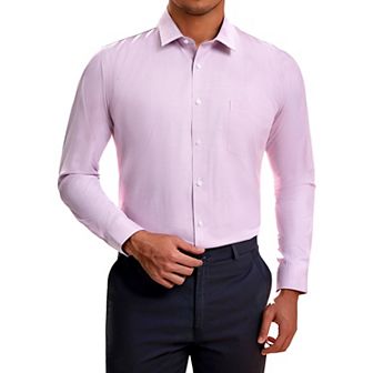 Men's Plaid Long Sleeved Button Down Checked Dress Shirts