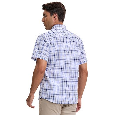Men's Plaid Shirts Short Sleeved Button Down Classic Business Checked Dress Shirt