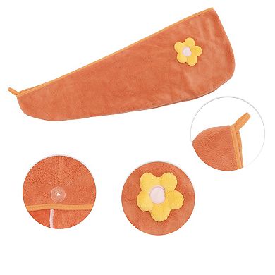1 Pc Women Soft Side Flowers Hair Towel for Bathroom Vacation Travel