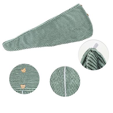 1 Pc Women Soft Pinstripe Hair Towel for Bathroom Vacation Business Travel