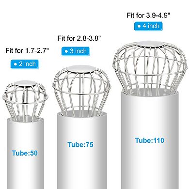 Gutter Guard 4 Inch, 2 Pack 304 Stainless Steel Down Pipe Filter, Anti-Blocking Line Cap Drain Cover