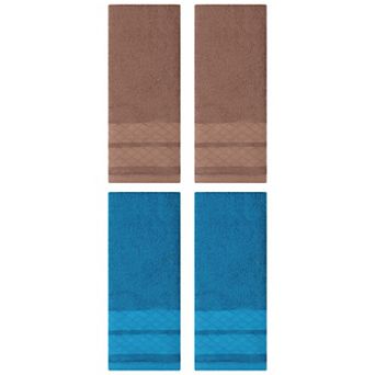 4 Pack Cotton Soft Decorative Hand Towels, Geometry Pattern Hand Towel for Bathroom 14"x30"